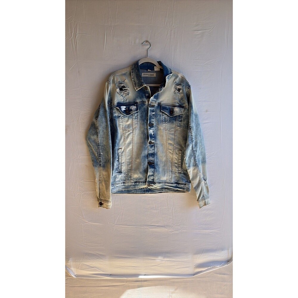Evolution In Design Distressed Acid Wash Denim Jacket - XL